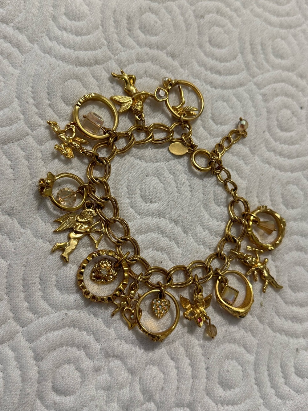 Kirks Folly Vintage Secret Of The Seven Angels Golden Rings Charm Bracelet - Picture 4 of 7